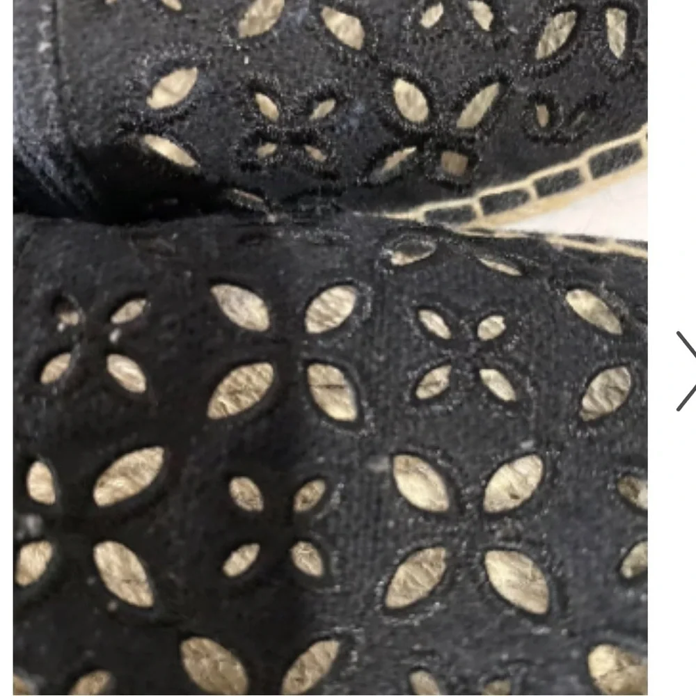 New Michael Kors Darci Black Eyelet Canvas Espadrilles Flat Shoe Slip On Sz 9.5